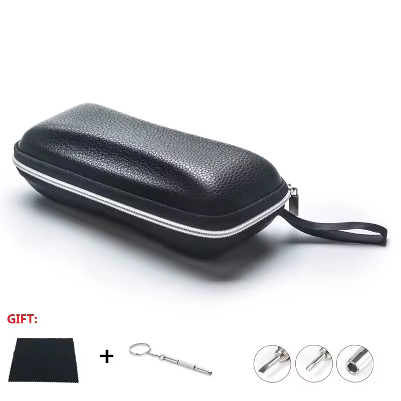 Estuche de cuero portátil para gafas de sol, bolsa de transporte para gafas de lectura, caja dura con cremallera, funda protectora, accesorios para gafas