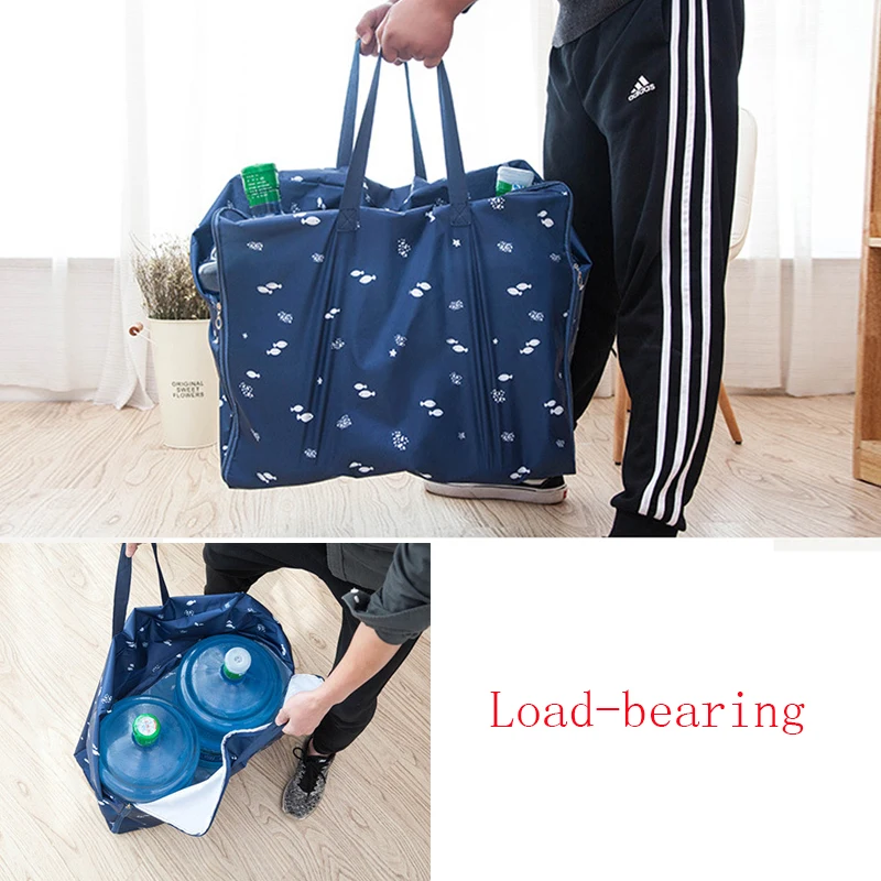 Foldable Waterproof Luggage Bag Travel Clothes Storage Bags Zipper Handbag Printing Image Oxford Duffle bag Dustproof Moving Bag