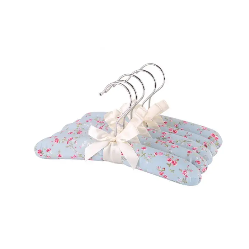 Flower Printed Cotton Fabric Sponge Hanger Elegant Sponge Padded Clothes Hanger Clothes Suit Dress Hangers Random Printed 1PC