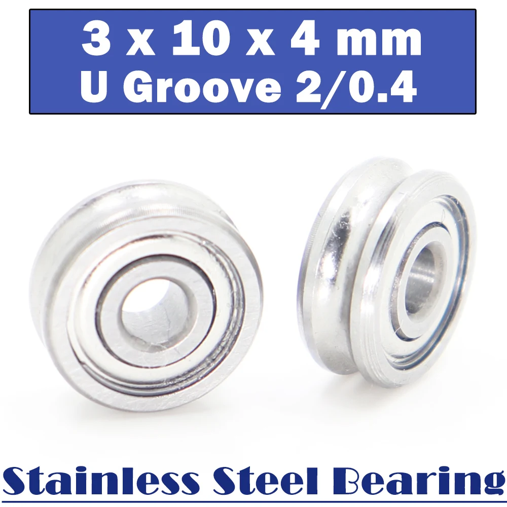 

623ZZ Outer Ring With U groove Stainless Bearings 3*10*4 mm ( 2 PCS ) Miniature Fishing Rod Reel Pulley U Groove Wheel Bearings