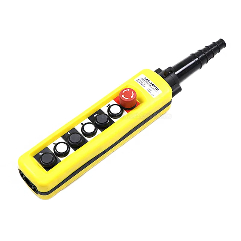 1Pcs XAC -A6713 Rain-proof Type Crane Button Control Switch Box for Hoist Up Down Left Right Emergency Stop Yellow