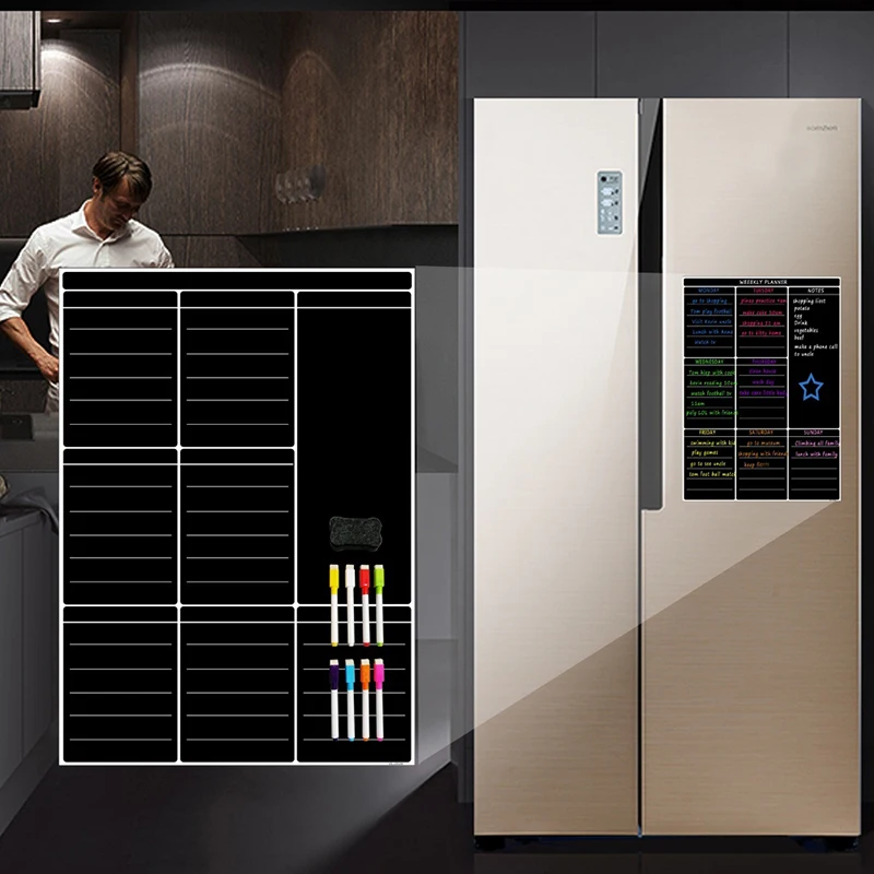 Magnetyczna tablica ścieralna na sucho lodówka do kuchni tygodniowy kalendarz z białą tablicą przydatne planowanie Menu zakupy spożywcze List