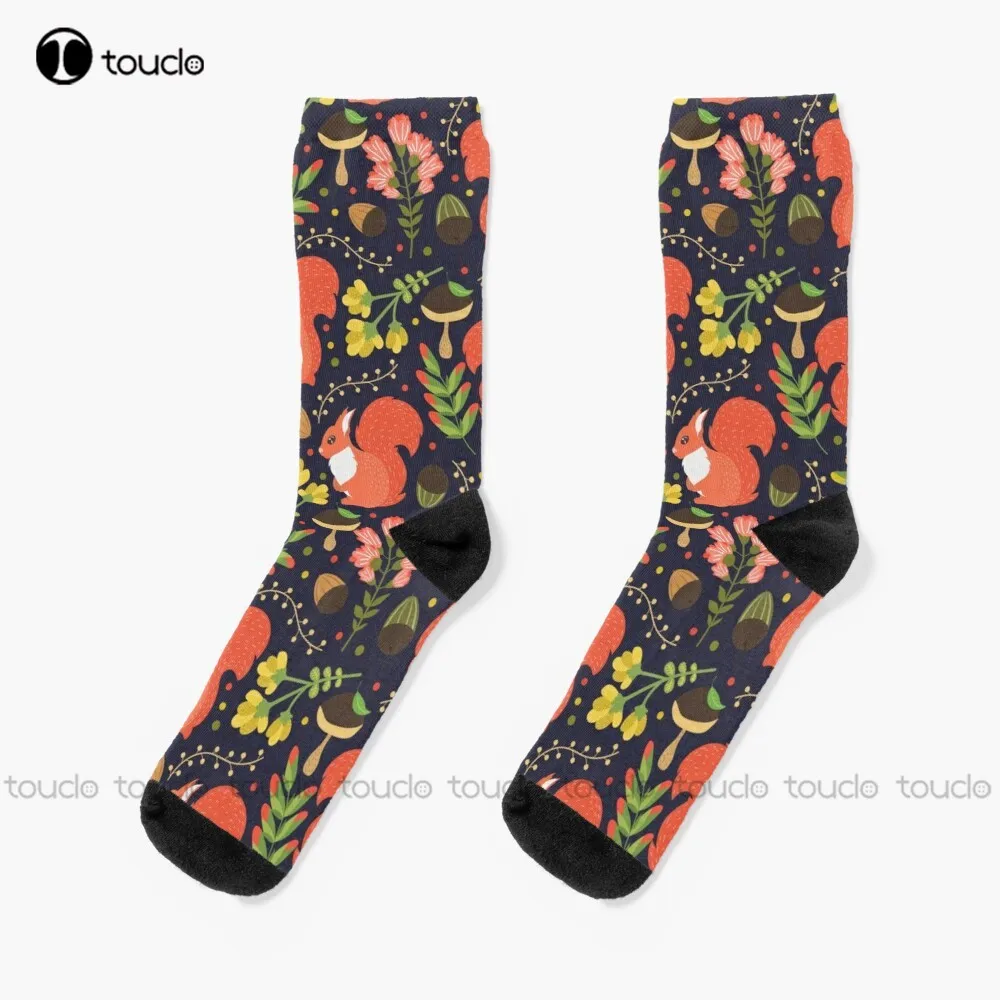 New Squirrels Socks Black Socks For Men Personalized Custom Unisex Adult Socks Popularity Holiday Gifts Teen Socks