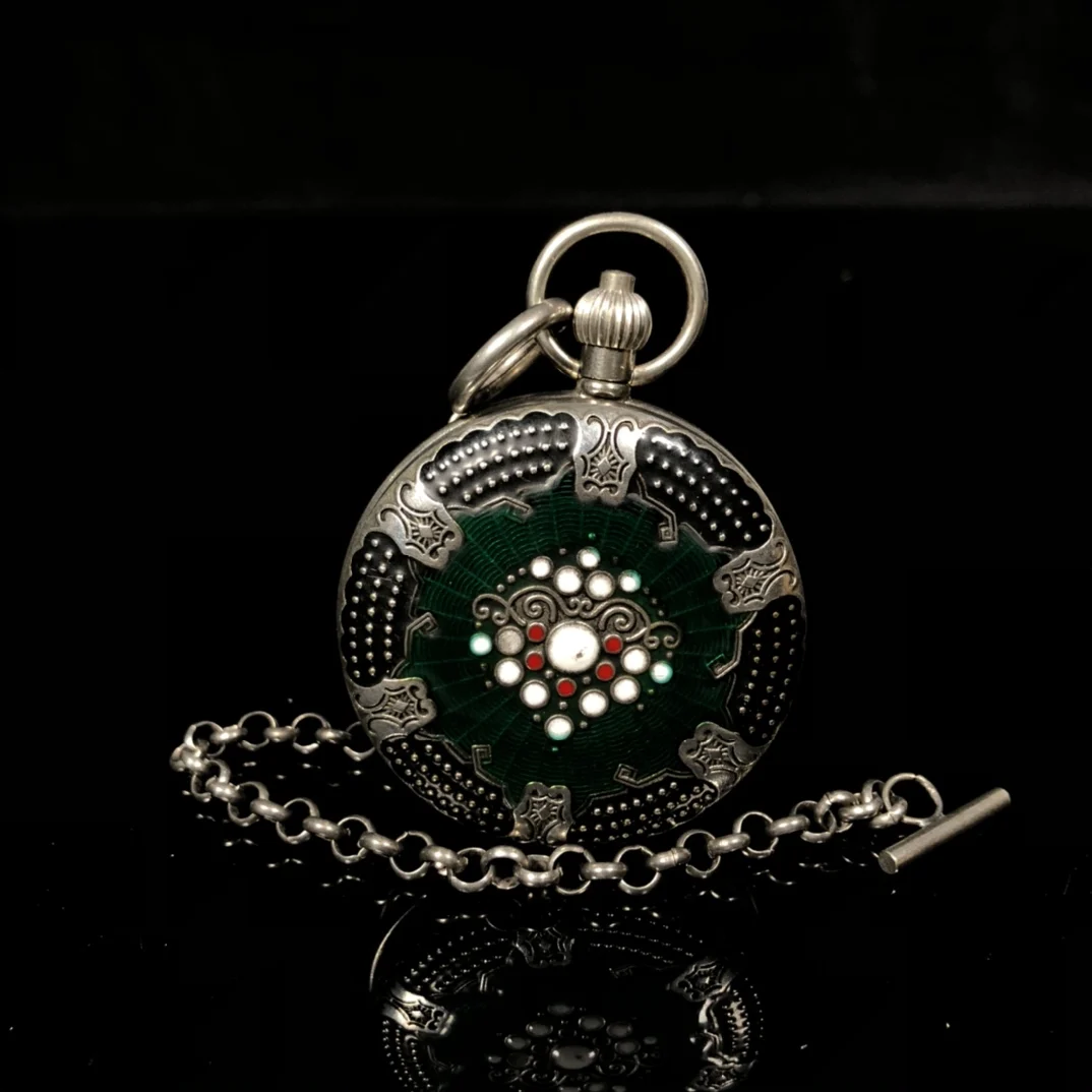 

Old items genuine recycled vintage cloisonne double open pure copper mechanical old pocket watch vintage vintage old pocket watc