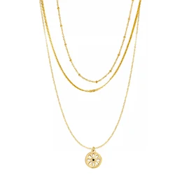 Wild & Free Fashion Stainless Steel Multilayer Necklace Freedom Stacking Pendant Exquisite Chain Women Necklace Gift for Friends