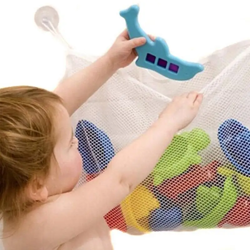 Children Bathroom Mesh Bags Kids Toys Tidy Bag with Net Baby Bath Toy Storage Suction Cup Bag Infant Bathing Hanging Organizer