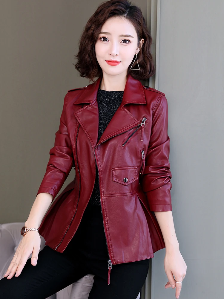 Kulit Wanita Pu Faux Wanita Jaket Korea Hitam Mantel Musim Semi Musim Gugur Slim 2020 Casacos Feminino Pph597