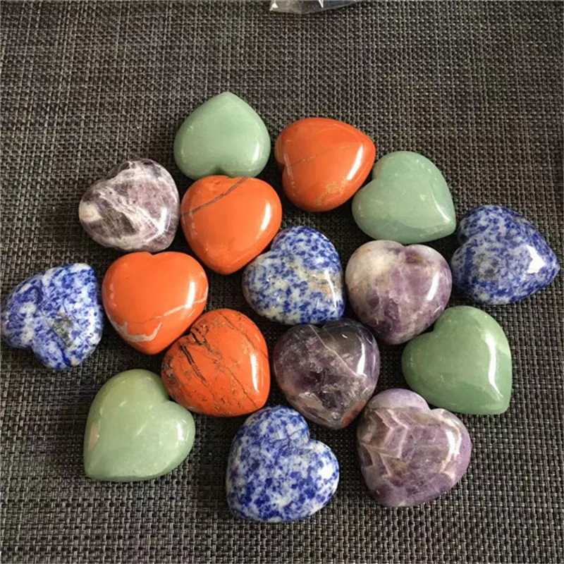 Beautiful mixed material crystal heart shaped quartz healing stones for folk crafts