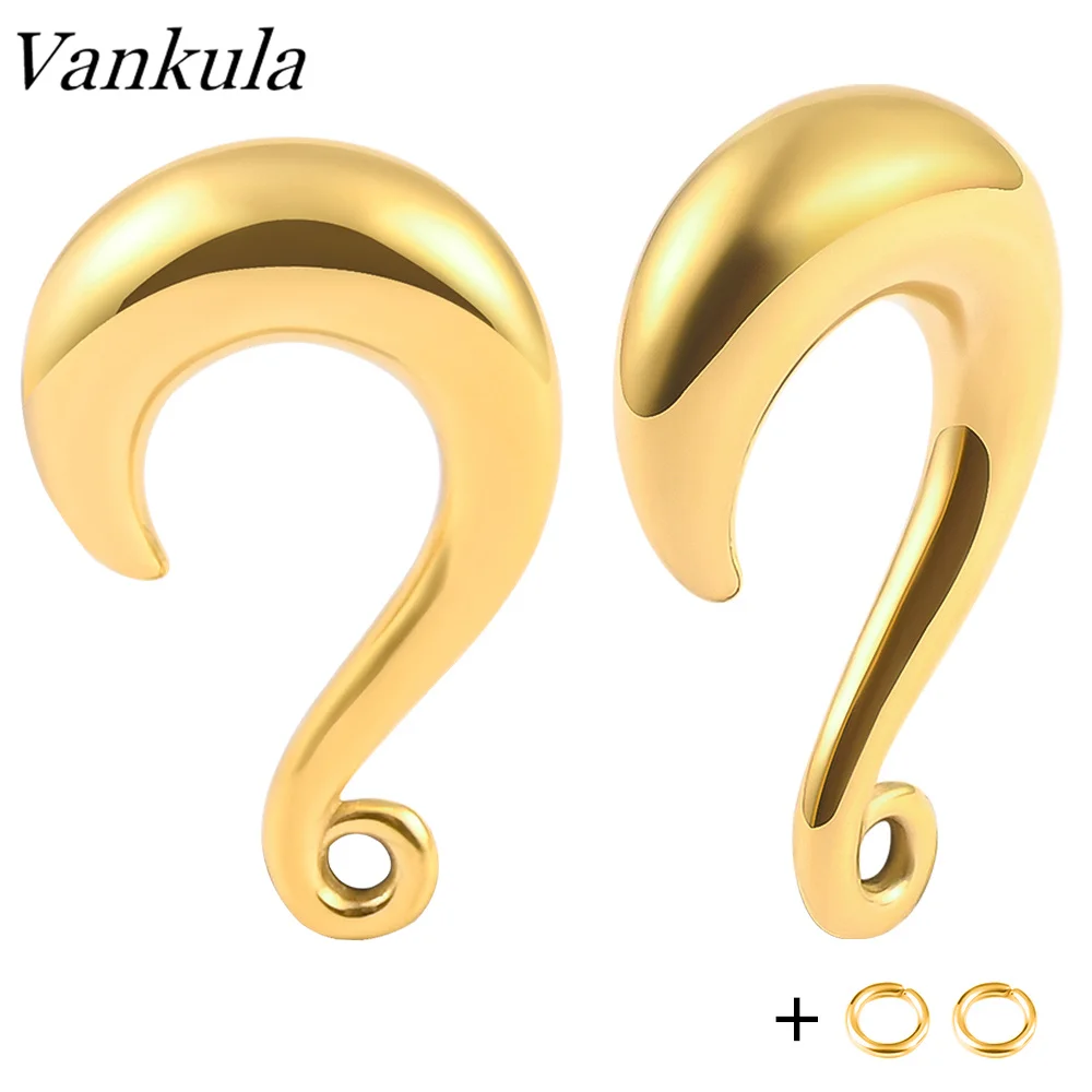 Vankula 2pcs 316L Stainless Steel Spiral Ear Taper Gauges PVD Coating Ear Tunnel Plugs Stretching Ear Hanger Weight 4mm 6mm 8mm
