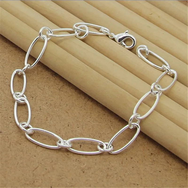 925 Sterling Silver Bracelet Paper Clip 18K Gold Bracelet For Woman Charm Jewelry Gift