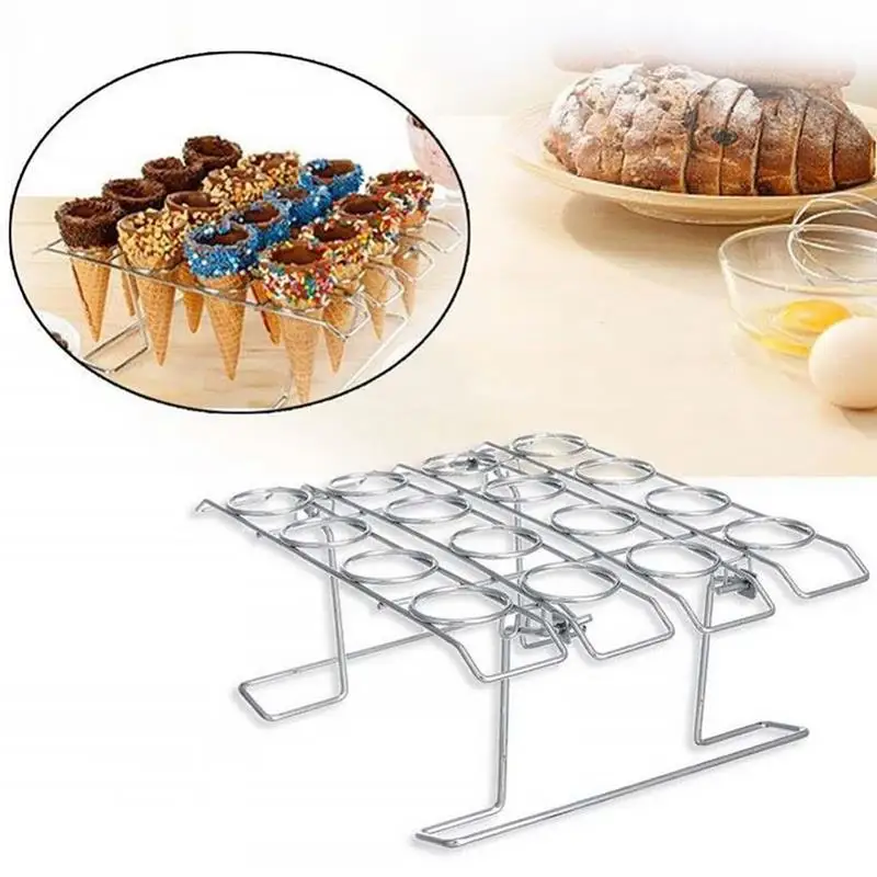 Kapmore Ice Cream Cone Holder 16 Slots Foldable Cupcake Cone Rack Ice Cream Cone Rack Ice Cream Tools Kitchen Storage