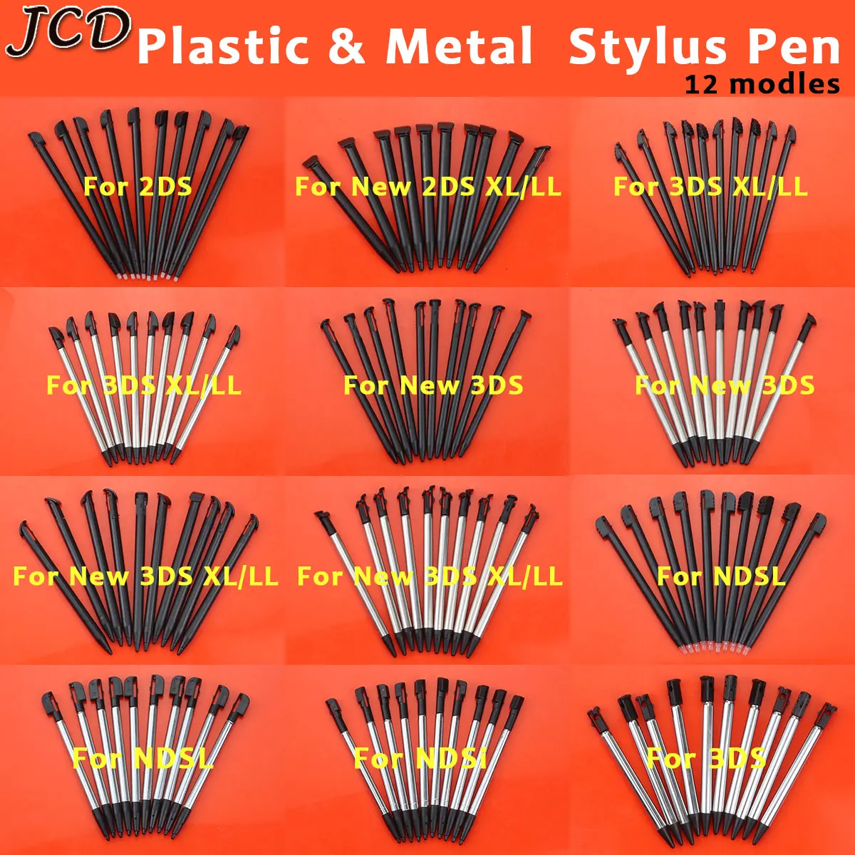JCD 10PCS Metall Teleskop Stylus Kunststoff Stylus Touchscreen Stift für 2DS 3DS Neue 2DS LL XL Neue 3DS XL LL Für NDSL NDSi – Detail 1