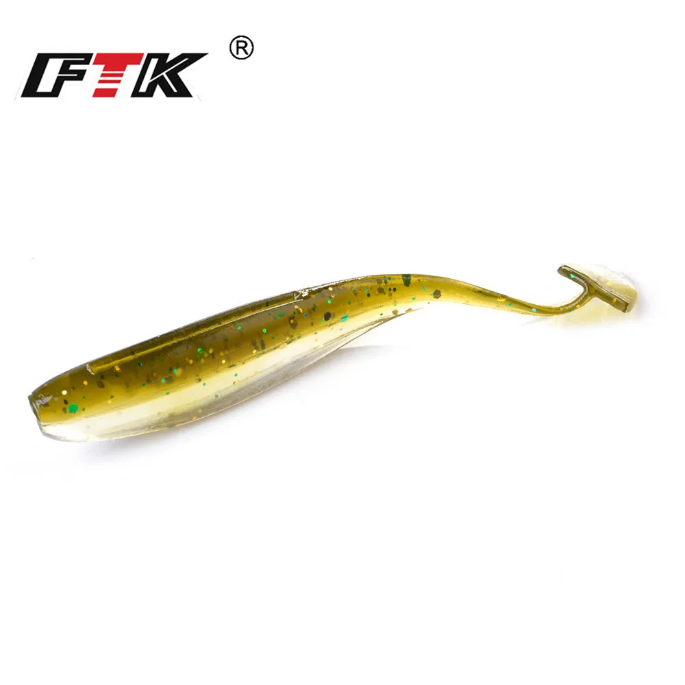 FTK 90mm 120mm Fishing Soft Lure Sea Cucumber Paddle T-Tail Single Tails Carp Grub Worm Silicone Wobbler Spiky Shad Baits