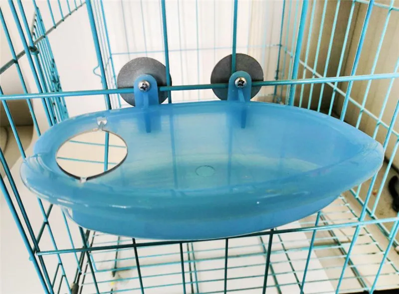 

Hot 100pcs/lot Parrot Bathtub With Mirror Pet Cage Accessories Bird Mirror Bath Shower Box Bird Cage Pet Small Bird Parrot Cage
