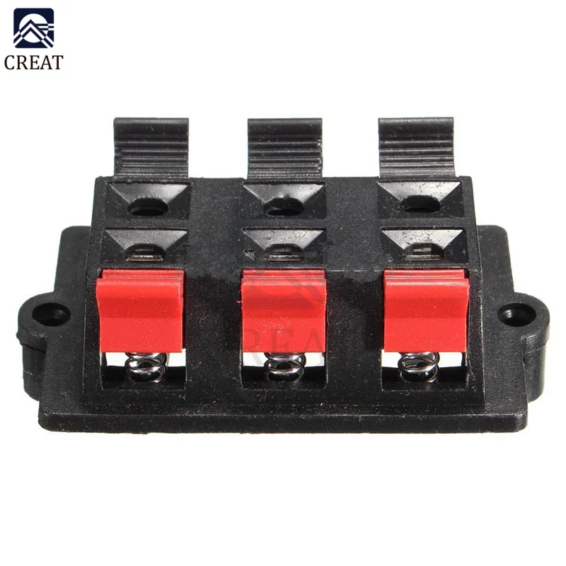 2 Row 6 Way Spring Speaker Terminal Clip Push Release Connector Audio Cable Terminals Strip Block