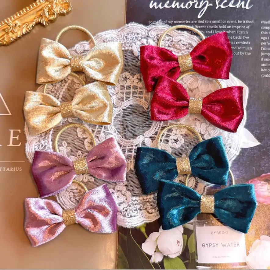 4pcs/setBoutique velvet Girls Elastic Hair Ties Kids Hair Bows Hair Bands Princess Hair Rope Elastic Scrunchies Hair Accessories