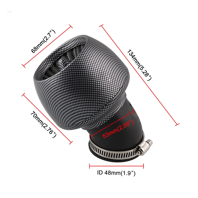 

JQSKUNP 28mm/35mm/45mm/48mm Universal Motorcycle Air Filter Carbon Fiber For 150cc 250cc ATV Quad Moped Scooter Go Kart