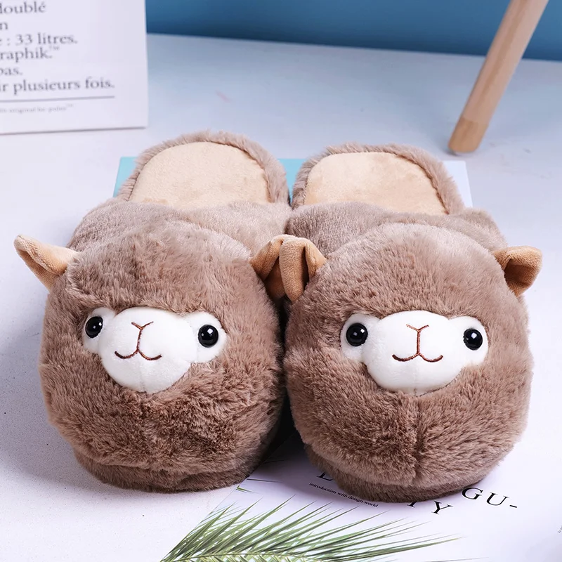 Cute Rainbow Alpaca Llama Plush Toys Indoor Warm Winter Adult Shoes Cartoon Kawaii Anime for Kids Girls Lovers Christmas Gifts