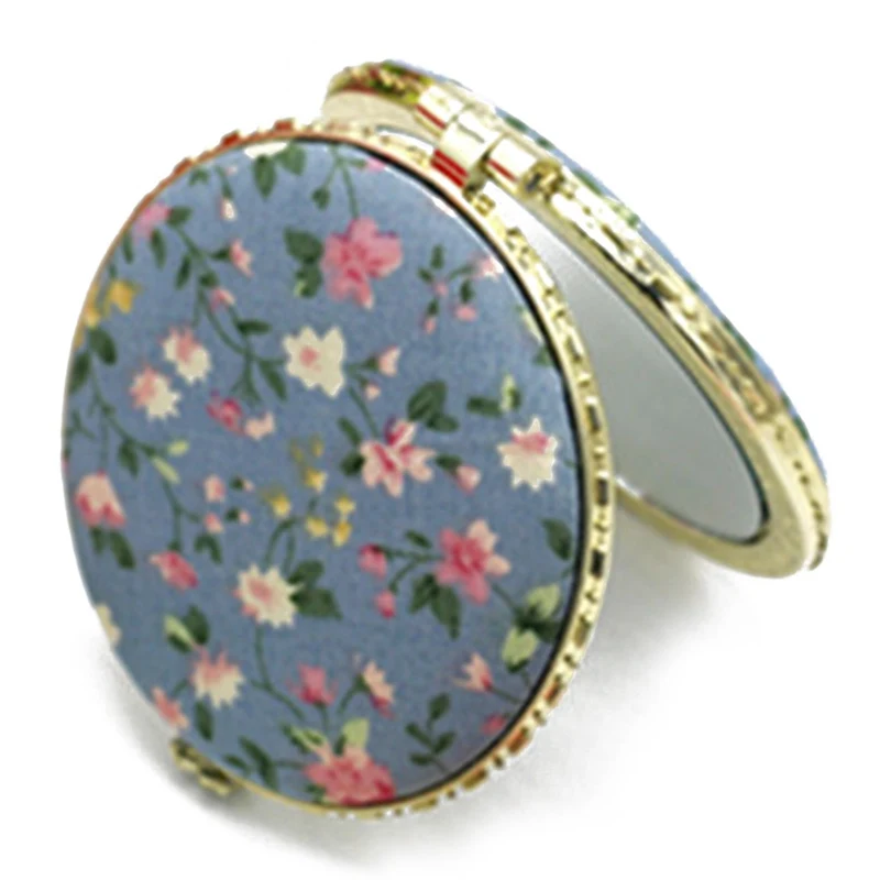 1pc Mini Makeup Compact Pocket Floral Mirror GiftPortable Two-side Folding  Women Vintage Cosmetic s For Make Up