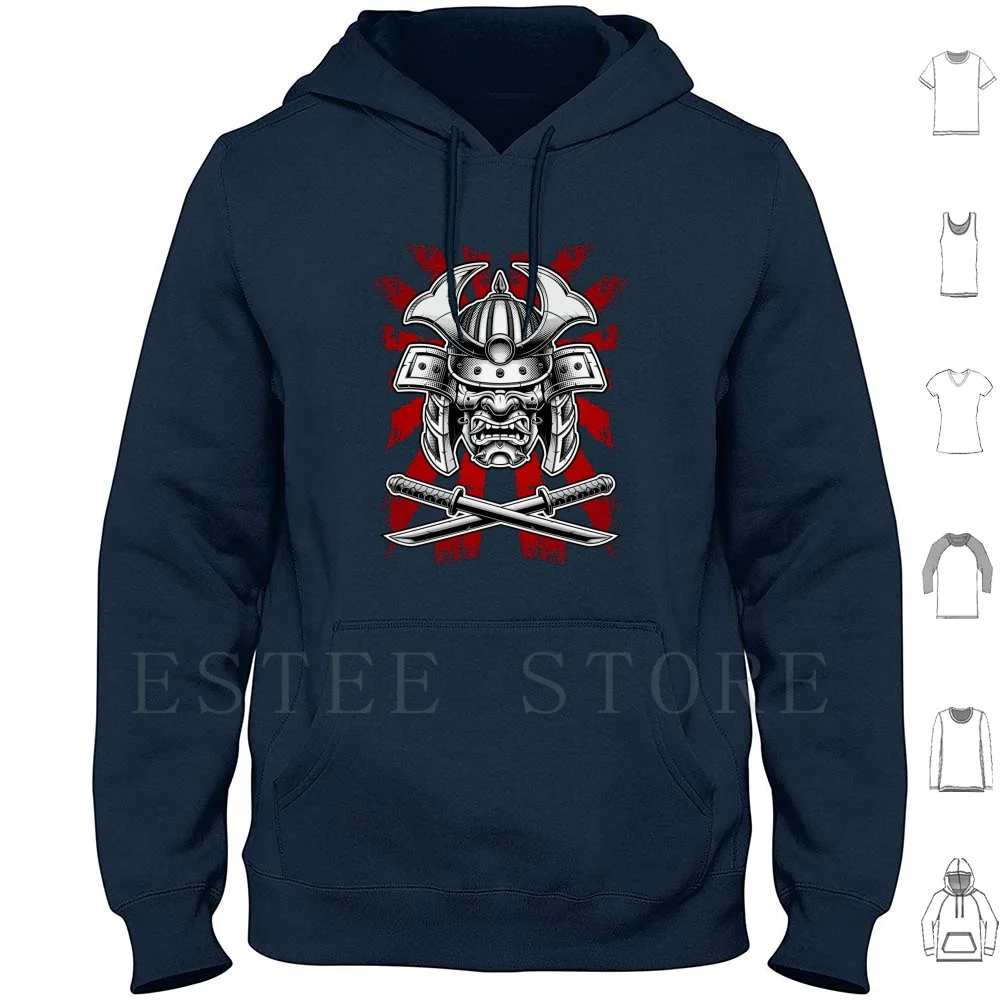 Mask Hoodies Long Sleeve Japanese Oni Demon Fighter Japan Katana Sword Bushi Bushido Budo Martial Martialarts