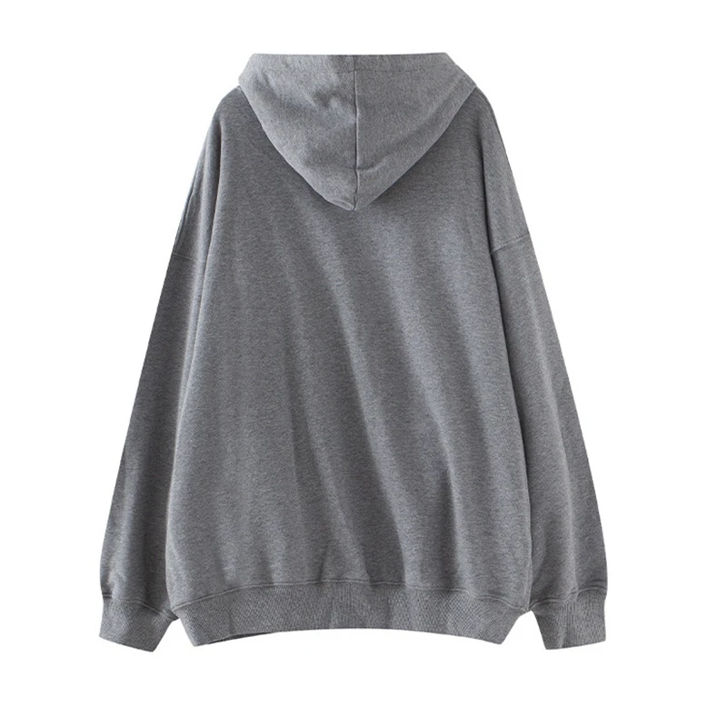 PUWD Sweet Girls Print Oversize Cotton Gray Hoodies 2022 Autumn Fashion Ladies Loose Streetwear Hoodie Women Chic Pullovers