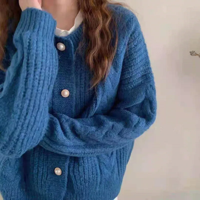 South Korea Version Of The Soft Twist Sweater Coat 2021 Autumn And Winter New Relaxed Soft Waxy Texture Knitted Cardigan