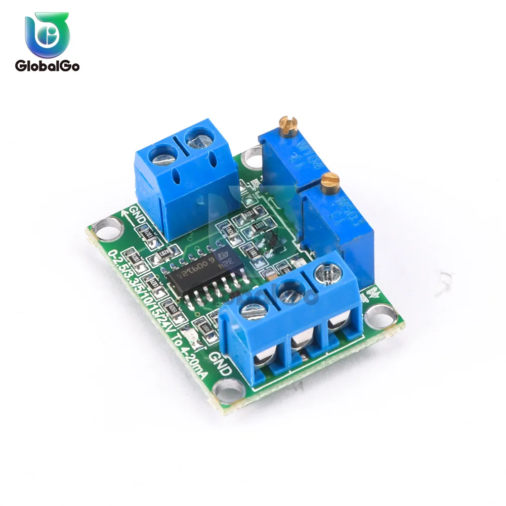 Voltage To Current Signal Converter Module 0-2.5V/3.3V/5V/10V/15V/24V to 4-20mA Adjustable Current Transmitter Module