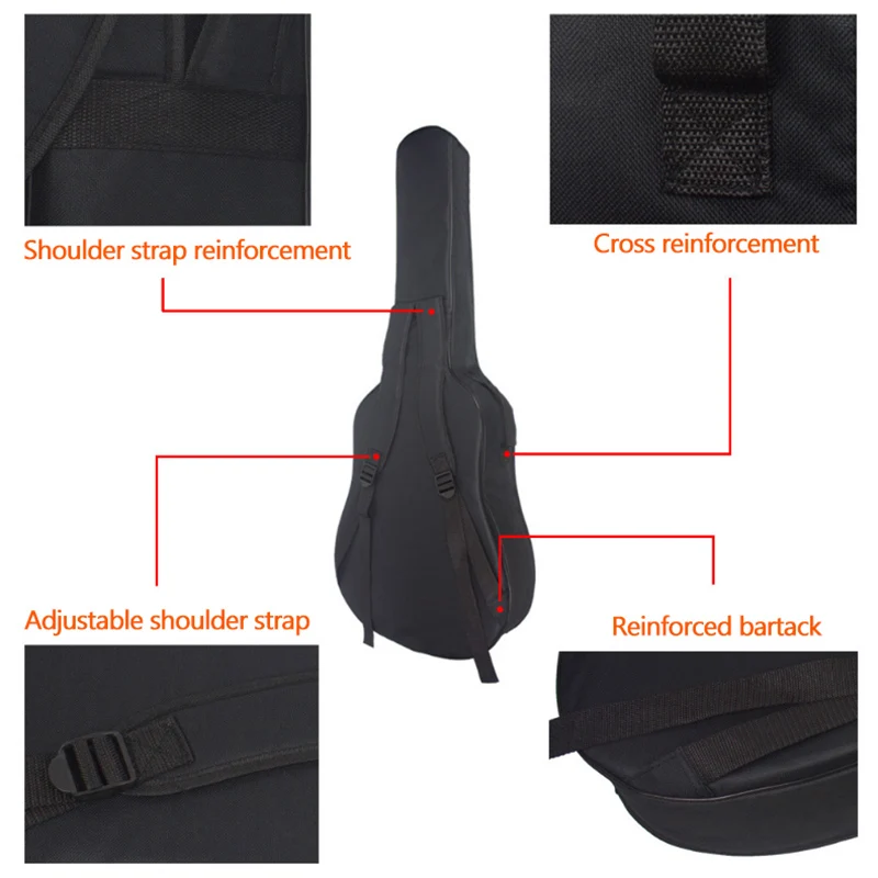 Imagem -04 - Polegada Case Guitarra Clássica Bolsa 40 41 Polegada Alça de Ombro Duplo Guitarra Acústica Mochila Algodão Espessamento Capa Macia Xa846m 36 38