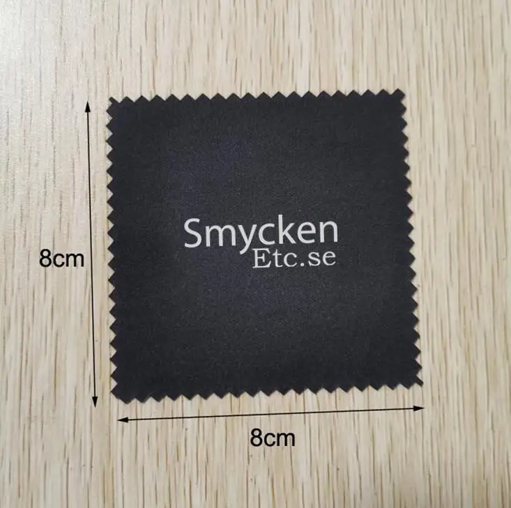 1000 PCS Customized 8x8cm Black Silver Polishing Cloth Printed With Silver Logo Individually Packaging Express Fast Shipping