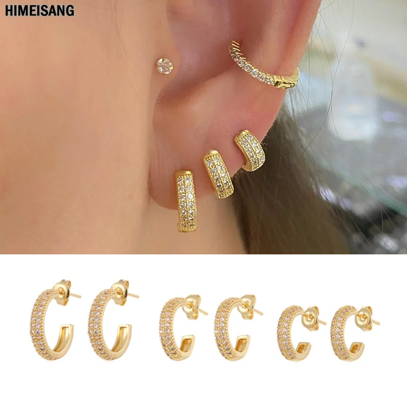 Gold Silver Filled 12mm 14mm 16mm Circle Earring CZ Zircon Hoop Earrings for Women Jewelry Wholesale Boucle Oreille Femme