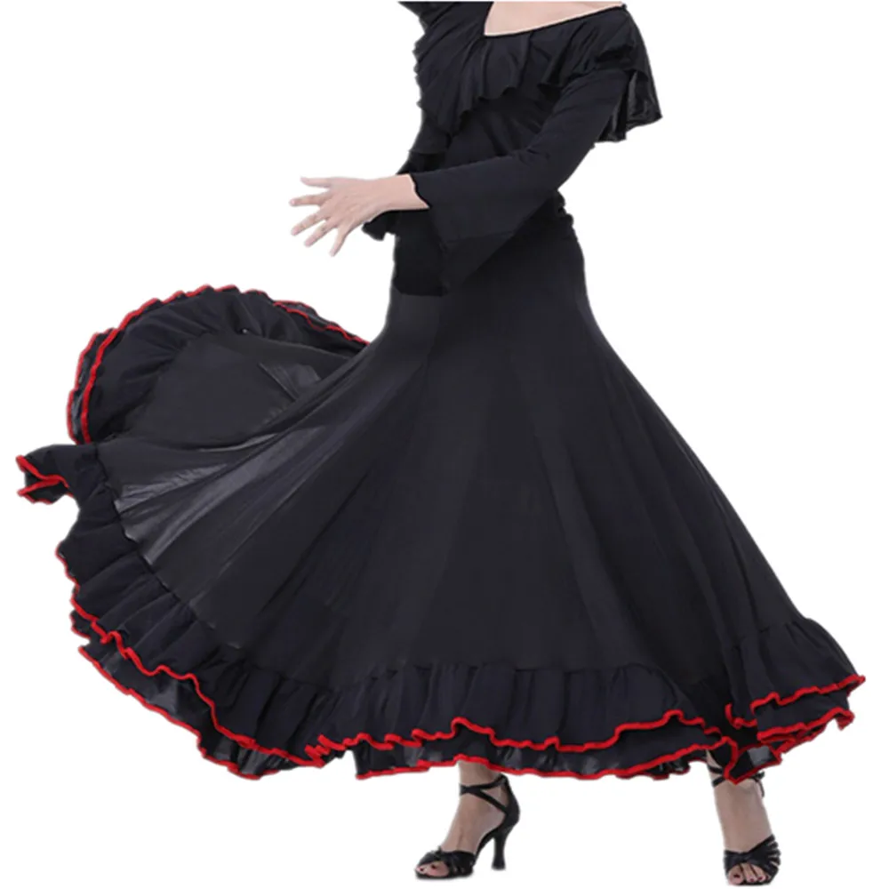 

New arrive Women Lady Black Performance Competition Standard Ballroom Dance Skirts waltz tango big swing skirt