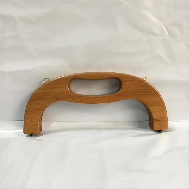 Monedero de madera maciza con broche para mujer, accesorios de bolso de madera para manualidades, marco de bolso con asa, piezas artesanales de color marrón, 1 unidad