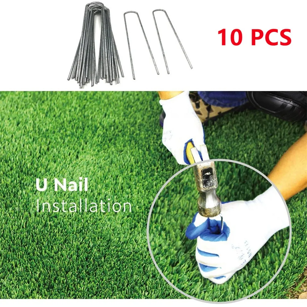 10Pcs Metal Ground U Tent Pegs Gazebo Camping Tarpaulin Hooks Steel Tent Stake Camping Hiking Outdoor Nails Tent Accessories