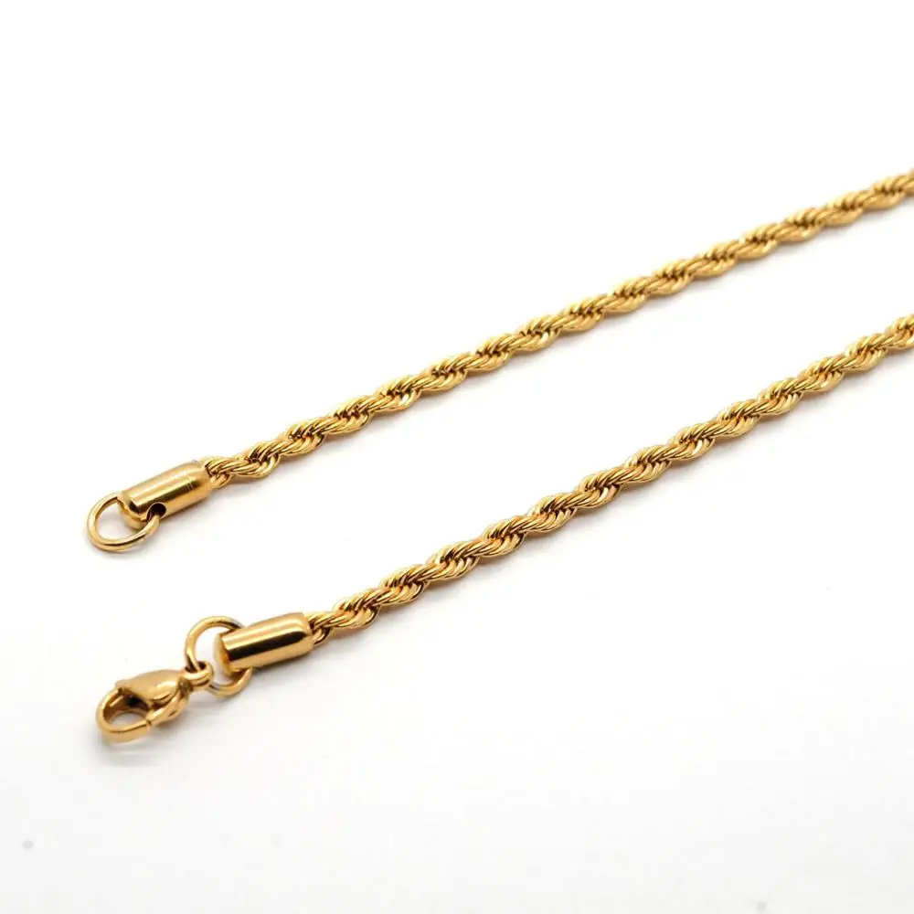 Wholesale Jewelry -- 50/60/70 cm 316L Titanium steel Long Rope ( 3 mm width ) Necklaces for Men No Fade Gold / White