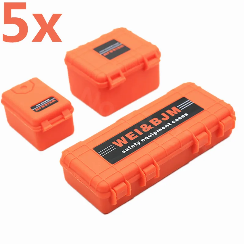 5Sets RC Cars Parts 1/10 Scale Safety Equipment Cases Hard Luggage Box Set Medical Box Tools For RC Crawler Truck Accessories