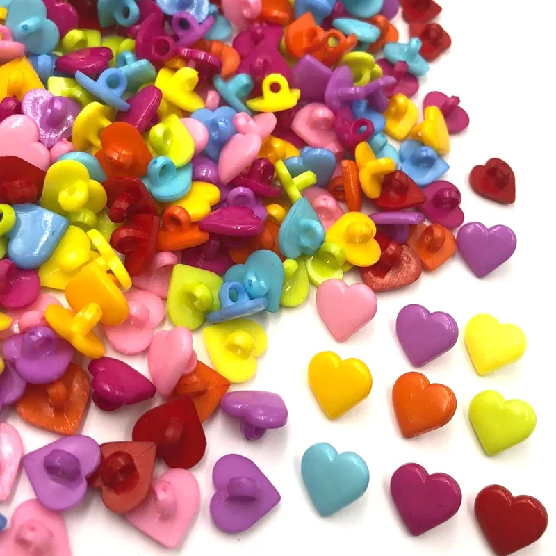 50/100pcs 15mmx14mm wholesale candy color heart buttons DIY kid\'s apparel sewing accessories PT165