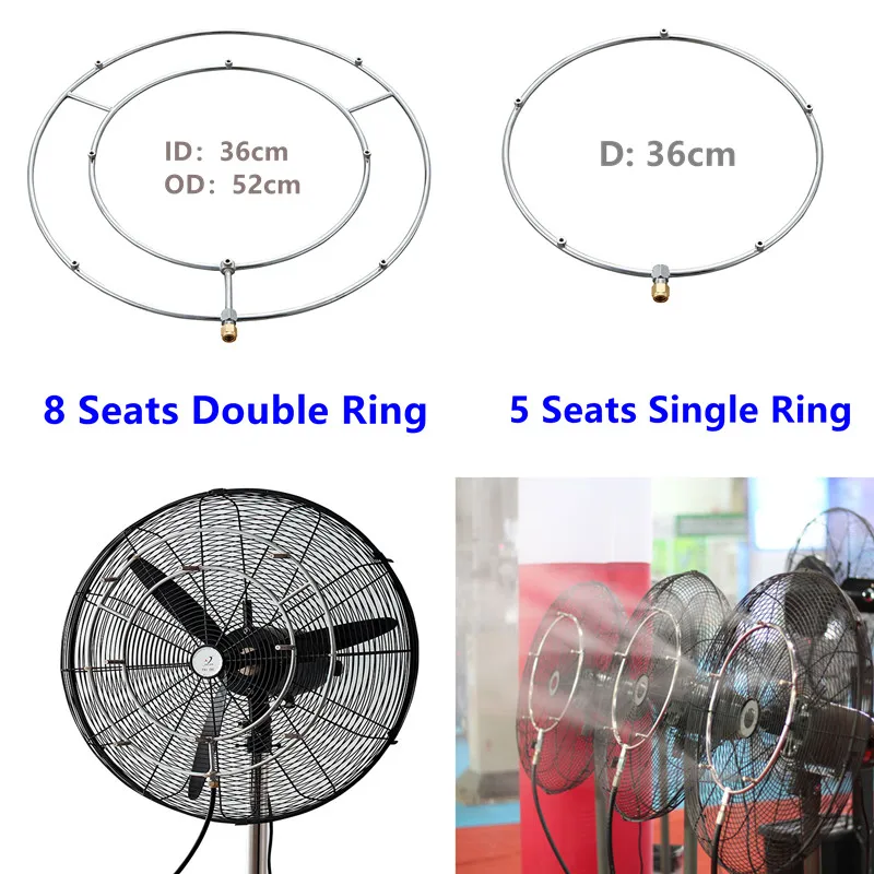 

S131 Stainless steel fan ring misting system outdoor mist fan cooler 36cm ID 52cm OD with 8pcs seats double fan ring sprayer