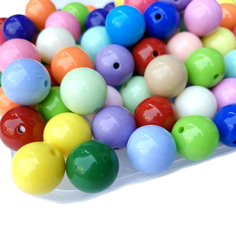 39 Colors Acrylic Solid Beads Chunky Round Plastic Jewely Necklace Gumball Beading Material 6mm 10mm 12mm 14mm 16mm 20mm 25mm