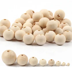 4-50mm Natural Wood Beads Round Spacer Wooden Pearl Lead-Free Balls Charms For Jewelry Making DIY Handmade Accessories 1-1000pcs