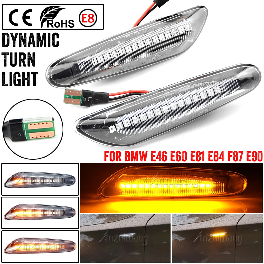2 piezas Led indicador lateral dinámico luz de señal de giro lámpara intermitente lámpara de señal para BMW E90 E91 E92 E93 E60 E87 E82 E46