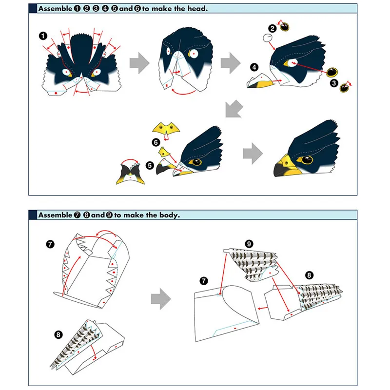 Falcon Hawk Eagle Bird Folding Mini 3D Paper Model Papercraft Animal DIY Handmade Origami Art Teens Adult Craft Toys QD-103