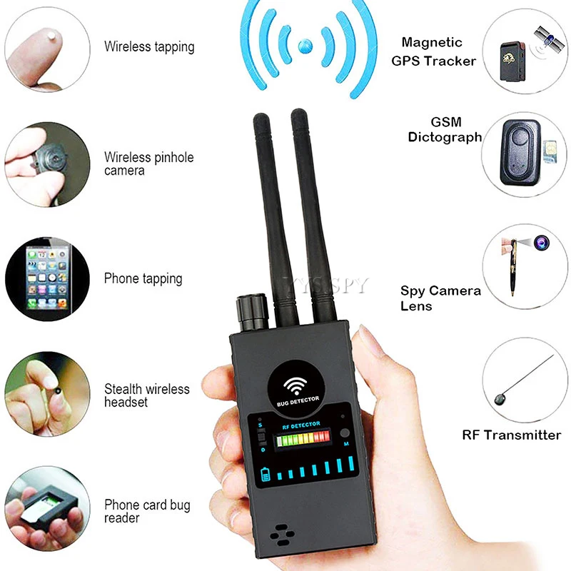 

G528B Hidden Camera Detector Dual Antenna RF Signal Wifi Secret Covert Cam GSM Mobile Audio GPS Tracker Mini Spy Bug Scan Finder