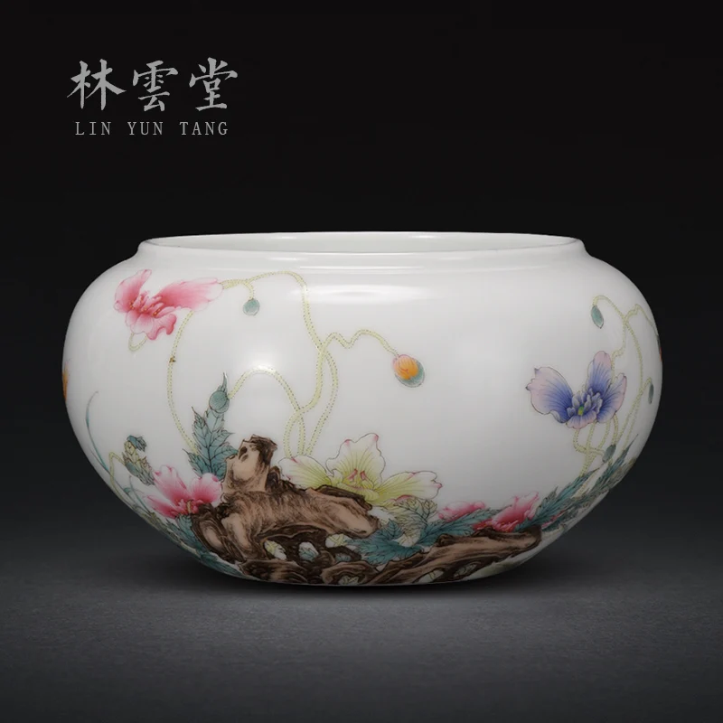 enamel water jar jingdezhen ceramics by hand imitation qing qianlong tea wash writing brush washer furnishing articles