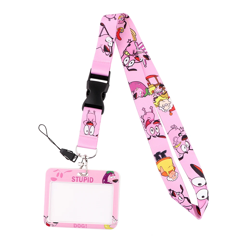 YL669 New Anime Dog Pink Lanyard ID Badge Holder Neck Strap Lanyards Keychain Holder ID Card Pass Hang Rope Lariat Lanyard Gifts