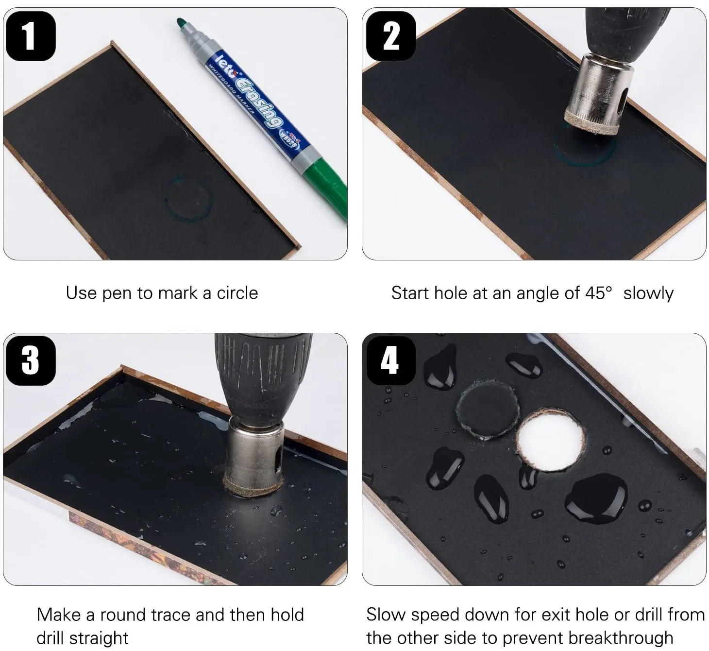 15PCS Diamond Drill Bits Tile Hole Saw Remover Tools for Ceramic Glass Porcelain Granite Stone Hollow Core Drill Bit Set 6-50mm