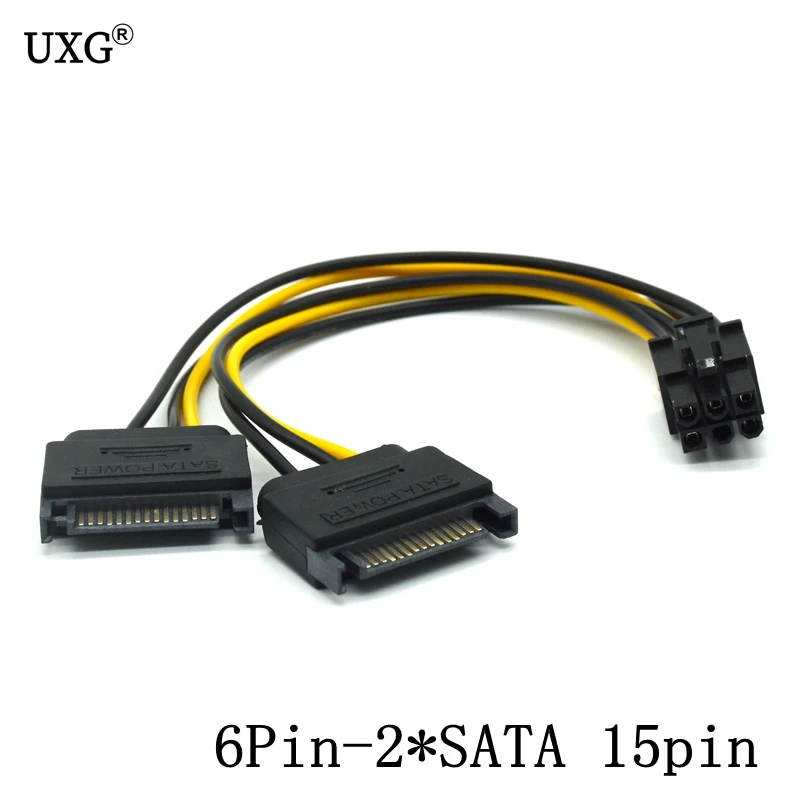 SATA Power Cable 15 Pin 8pin Female To 6 Pin Male PCI EXPRESS PCI-E Sata Graphics Converter Adapter Video Card Power Cable Cord