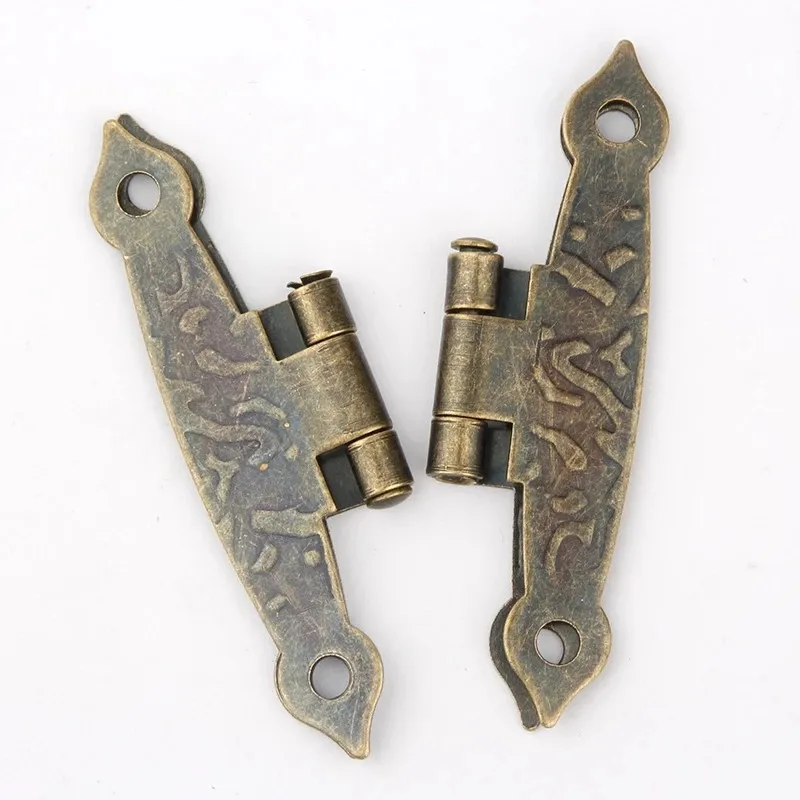 8PCS Iron Decorative Antique Bronze Hinges Jewelry Chest Wooden Box Wine Case Hinge with screws Furniture Connectors Hardware