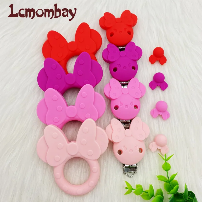 3Pcs/lot Mouse Silicone Beads and Pacifier Clips Baby bead Silicone  Teether Baby Oral Care DIY Teething Toy