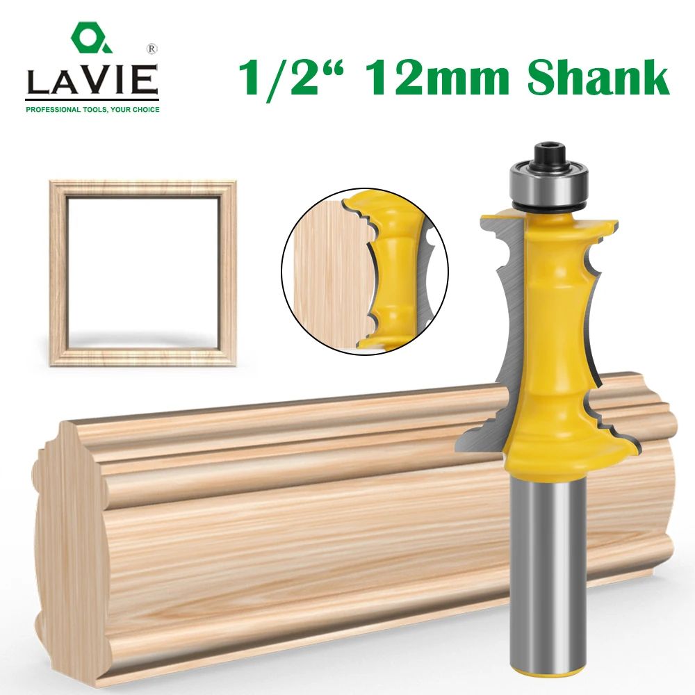 Lavie 1pc 12 mm Haste Pequena Gaveta Mitrificada Frente Moldagem Roteador Bit Porta Corrimão Linha Tenon Cortador para Ferramentas de Madeira Mc03040s