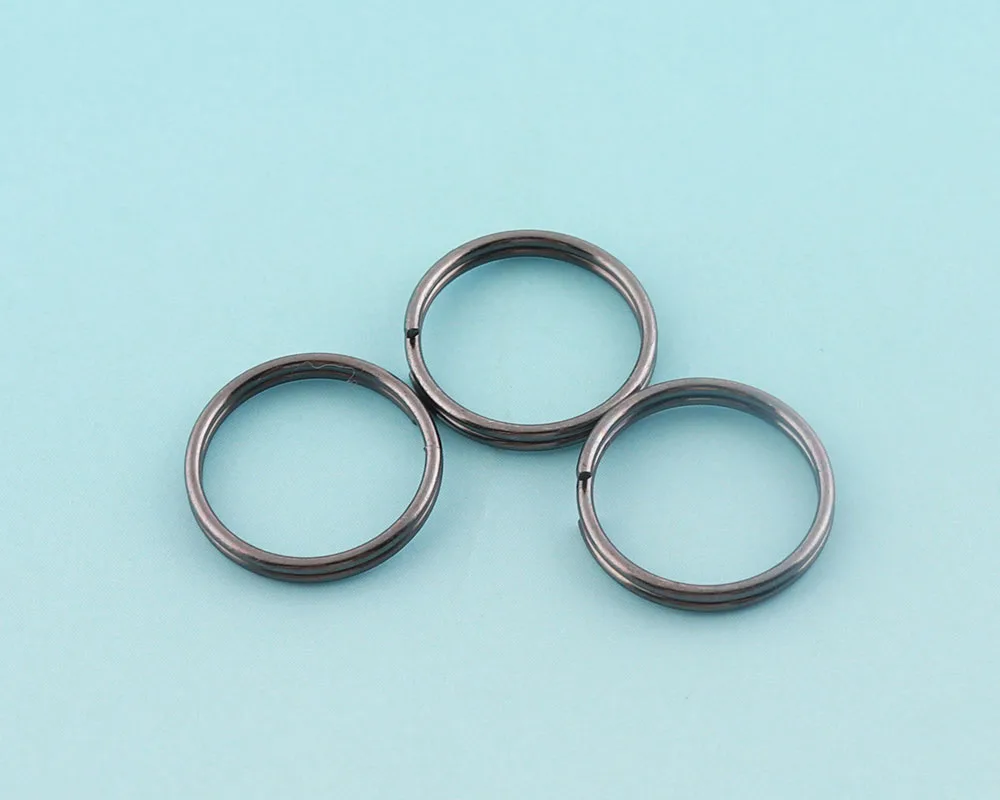 Gun black Keyrings 20mm/25mm Round keyrings Metal Split Rings for Key Chain Jump rings Wholesale Key Lanyard Findings